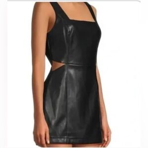 7 For All Mankind Black Faux Leather Cutout Mini Dress/Romper